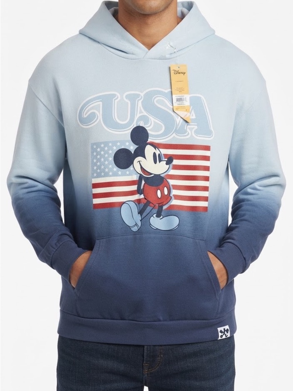 Disney USA Mickey Mouse Ombre Hoodie Sweatshirt - Light Blue to Navy L 36-38 NWT